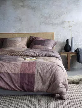 Irisette Magic Mako-Satin Bettw&auml;sche 135x200 cm Karo Melange weinrot sand 8878-50