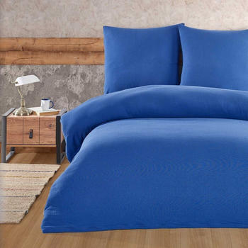 BuyMax Musselin Bettwäsche-Set warme Bettbezug Uni einfarbig 2 tlg. 155x220 cm blau