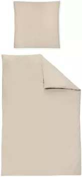 Irisette Mako-Satin uni Bettw&auml;sche Set uni Paris 8000 beige 135x200+80x80 cm