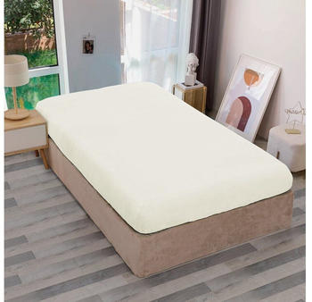 One Home Winter Spannbettlaken Teddy Plüsch Flausch Cashmere Touch 2er Pack 90x200 cm 100x200 cm Beige / Natur