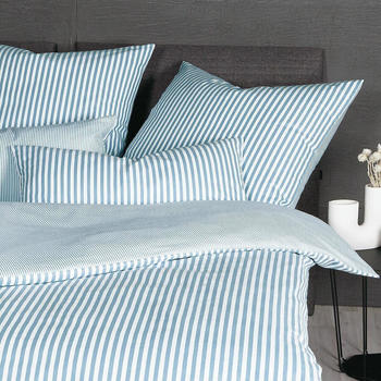 Janine Edelflanell Bettw&auml;sche Chinchilla S 78060 135x200+80x80 cm perlblau