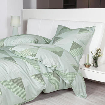 Janine Mako-Satin Bettw&auml;sche J.D. 87065 malachitgr&uuml;n 155x220+80x80 cm