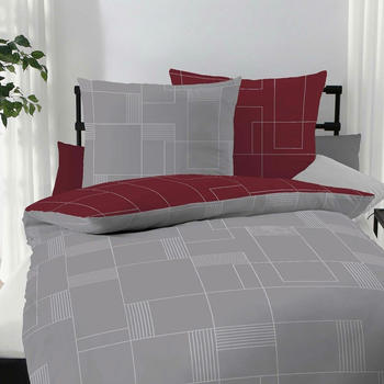 Traumschlaf Biber Bettwäsche Uptown 200x220+2x 80x80 cm rubin