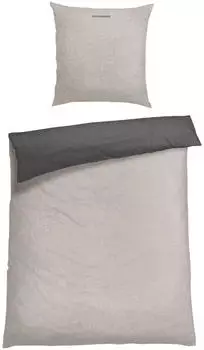 Schiesser Bettw&auml;scheset Doubleface Feinbiber 2-teilig 135x200 cm Silber-Anthrazit