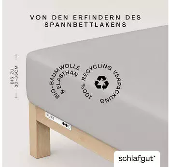 Schlafgut Pure Spannbettlaken 90x190 100x220cm Grey Light