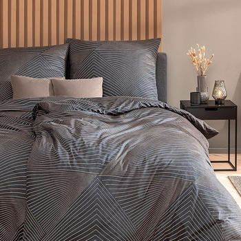 Estella Mako Jersey Bettw&auml;sche 135x200 cm Balthasar schiefer Rauten 6957-905
