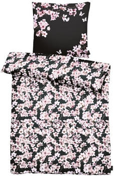 Apelt Blossom Bettwäsche-Set schwarz+rose 155x220+80x80 cm