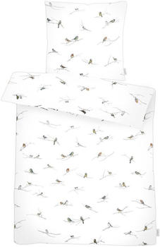 Apelt Winterwelt Birds GOTS Bettwäsche-Set Satin weiß/grau 135x200+80x80 cm