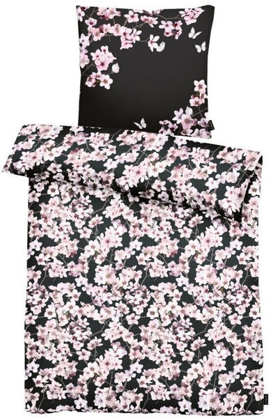 Apelt Blossom Bettwäsche-Set schwarz+rose 135x200+80x80 cm