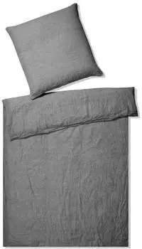 Elegante Breeze Bettwäsche Halbleinen dunkelgrau 155x220+80x80 cm