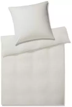 Elegante Solid Stripe Bettw&auml;sche Mako-Jersey wollwei&szlig; 135x200+80x80 cm