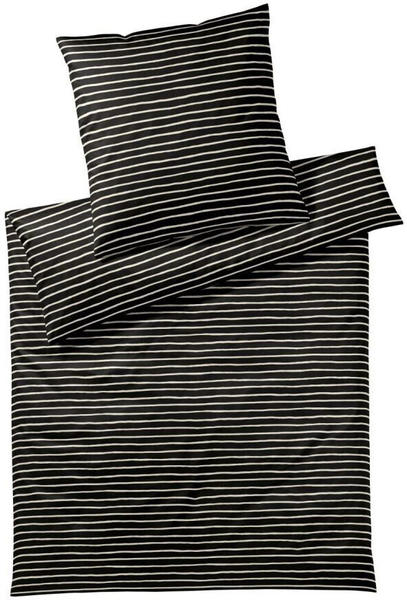 Elegante Lines Bettwäsche-Set Mako-Satin schwarz 155x220+80x80 cm
