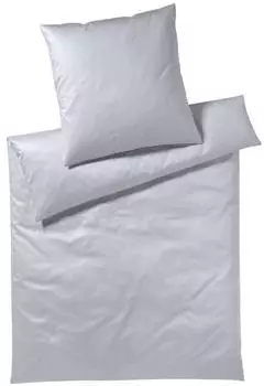 Elegante Solid Bettwäsche Mako-Satin silber 135x200+80x80 cm