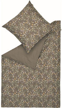 Musterring Leaves Bettwäsche-Set Satin oliv 135x200+80x80 cm
