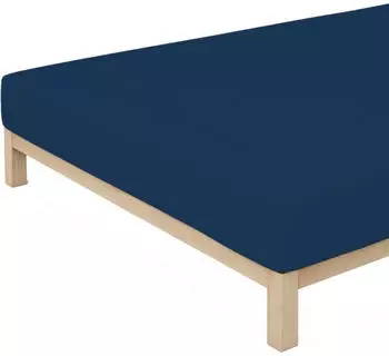 Schlafgut Casual Bio-Spannbettlaken blue deep 90-100x190-200 cm