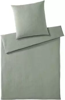 Elegante Smooth Bettw&auml;sche-Set Musselin pistazie 135x200+80x80 cm