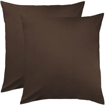 Traumschlaf Edel-Linon Kissenbezüge 2er Set 2x 80x80 cm schoko