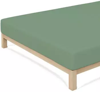Schlafgut Casual Bio-Spannbettlaken green mid 90-100x190-200 cm