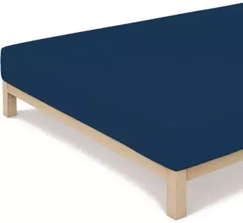 Schlafgut Casual Bio-Spannbettlaken blue deep 140-160x200 cm