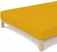 Schlafgut Spannbetttuch Casual aus Bio Baumwolle 90x190 - 100x200 cm | yellow-deep -