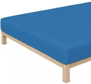 Schlafgut Casual Bio-Spannbettlaken blue mid 90-100x190-200 cm