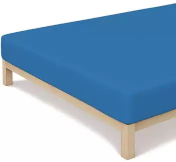 Schlafgut Casual Bio-Spannbettlaken blue mid 140-160x200 cm
