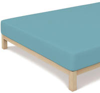 Schlafgut Spannbetttuch Casual aus Bio Baumwolle 90x190 - 100x200 cm | petrol-mid -