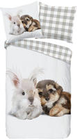 good morning Kinderbettw&auml;sche "Cute Rabbit & Dog" 2 Stk. Biber, 135x200, Weich,