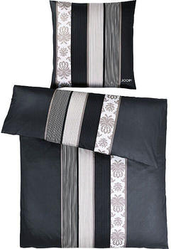 Joop! Mako-Satin-Bettwäsche Ornament Stripe schwarz 135x200+80x80 cm (70569)