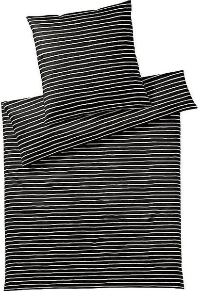 Elegante Mako-Satin Bettwäsche Loft Lines schwarz 135x200+80x80 cm (508376)