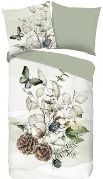 Good Morning Flanell Wendebettwäsche Marjan grün 155x220+80x80 cm (505623)