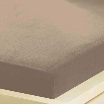 BettwarenShop Feinbiber Spannbettlaken wasserdicht 140x200 - 160x200 cm taupe
