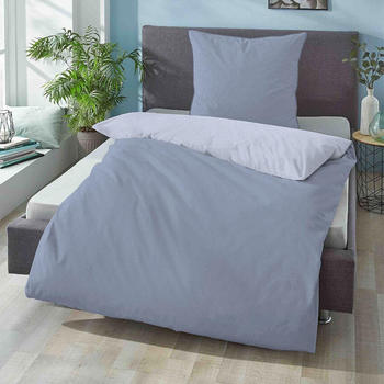 Biberna Mako-Satin Bettw&auml;sche 615211 155x220+80x80 cm blau