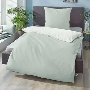 Biberna Mako-Satin Bettw&auml;sche 615211 135x200+80x80 cm salbei
