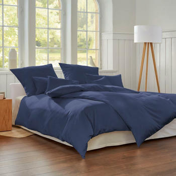 Cotonea Bio-Satin Bettwäsche Classic 200x200+2x80x80 cm azurblau