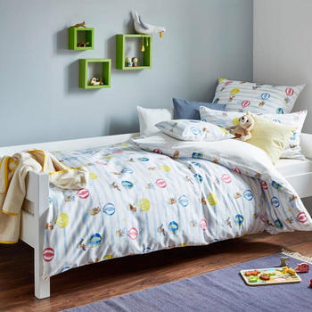 Cotonea Bio Satin-Kinderbettwäsche Ballone bunt 100x135 + 40x60 cm