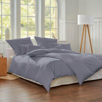 Cotonea Bio-Satin Bettwäsche Classic 200x200+2x40x80 cm platin