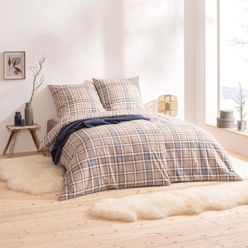 Estella Kuschelflanell Bettwäsche Quirin beige 135x200+80x80 cm