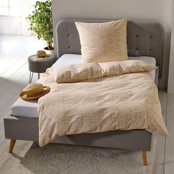 Traumschlaf Basic Seersucker Bettwäsche Sydney beige 135x200+80x80 cm