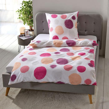 Traumschlaf Basic Seersucker Bettwäsche Kreise bunt 135x200+80x80 cm