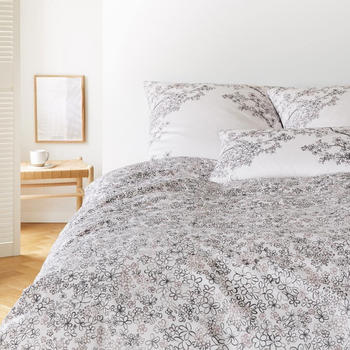 Elegante Mako-Satin Bettw&auml;sche Belle greige 135x200+80x80 cm
