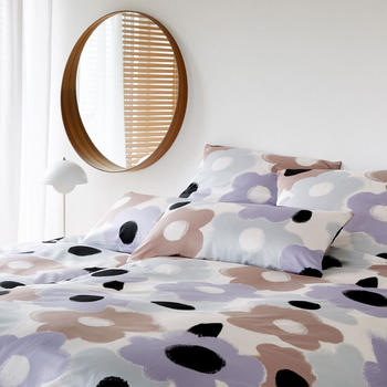 Elegante Mako-Satin Bettw&auml;sche Flowers flieder 155x220+80x80 cm