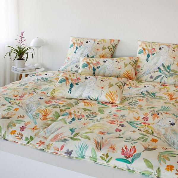 Elegante Mako-Satin Bettwäsche Coco vanille 135x200+80x80 cm