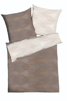 Kaeppel Mako-Satin Wendebettwäsche Ikat braun-beige 135x200 cm (80x80 cm)