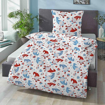 Biberna Feinbiber Bettwäsche Kids Weihnachten taubenblau 100x135+40x60 cm
