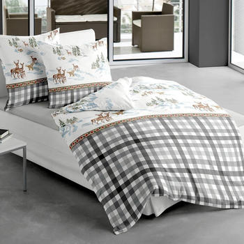 Traumschlaf Biber Bettwäsche Rentiere 155x220+80x80 cm