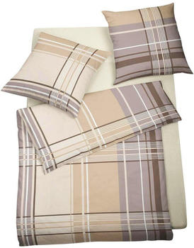 BettwarenShop Feinbiber Bettwäsche Streifen beige 200x200+2x 80x80 cm