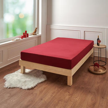 Traumschlaf Premium Interlock Spannbettlaken 90x200 - 100x200 cm weinrot