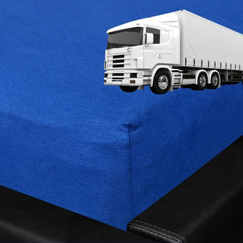 BettwarenShop Spannbettlaken für LKW Truck Matratzen 75x200 cm royalblau