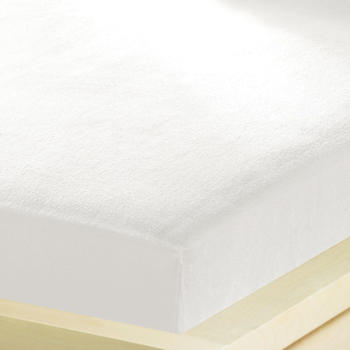 BettwarenShop Feinbiber Spannbettlaken wasserdicht 90x190 - 100x200 cm weiss
